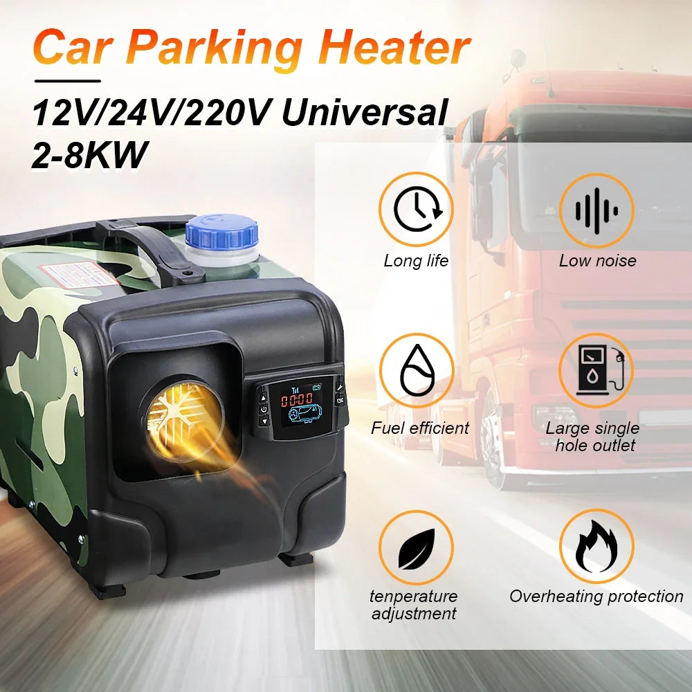 12V 24V 8000W Car Heater Air Diesel Heater Aluminum Shell Air Parking Heater Warmer Wireless LCD Remote Control Engine Preheater Oasis Select