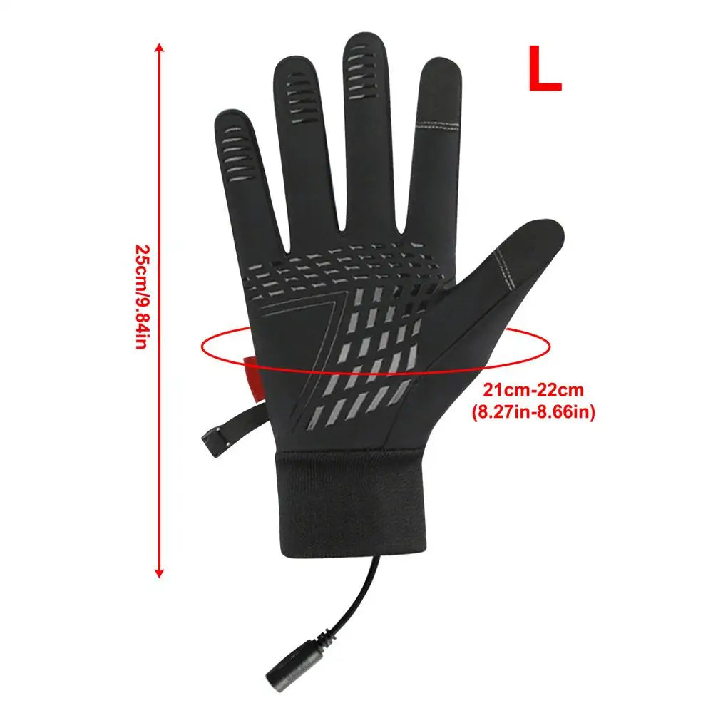 Heated Gloves Motorcycle Gloves USB Charging Windproof Non-Slip Touchscreen Waterproof Thick Drawstring Mitten for Skiing Oasis Select L