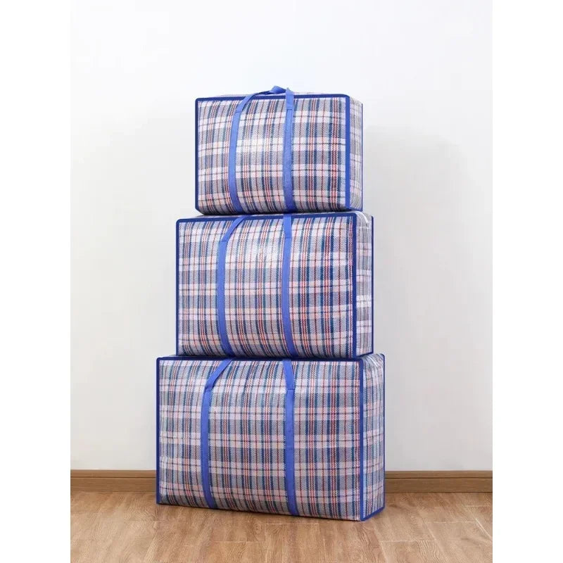 1PC foldable moving bag Large capacity woven bag snakeskin bag Waterproof portable mobile bag blue Oasis Select
