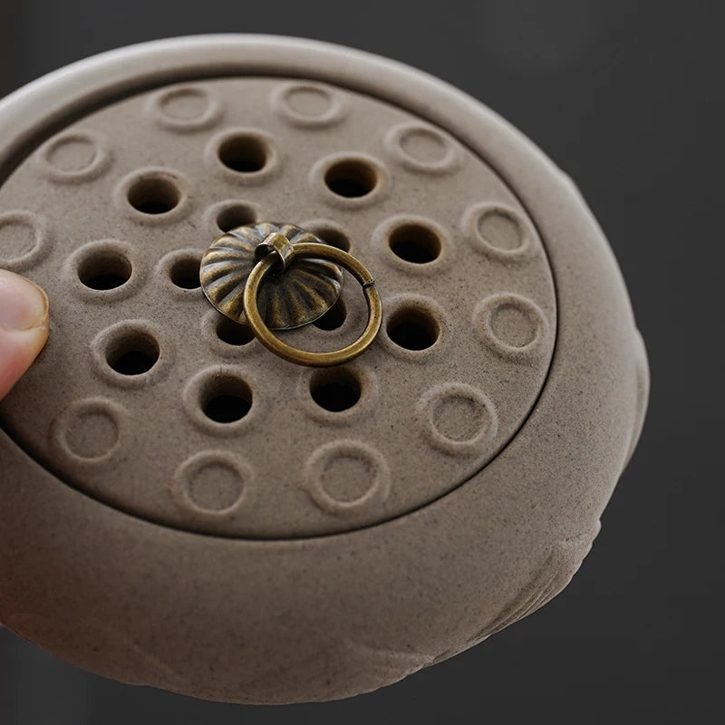 Lotus Incense Burner Tao Sha Tea Dish Incense Burner Wormwood Mosquito Repellent Household Indoor Creative Aromatherapy Stove Oasis Select