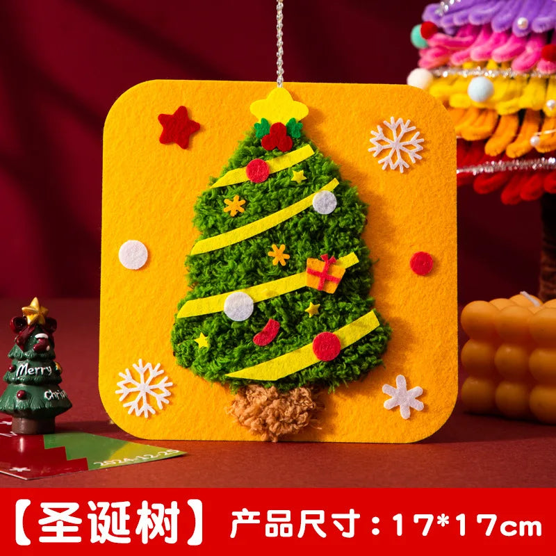 Christmas Gifts Non-woven Fabric Sewing Fun Thread Drawing Christmas Tree Children's Diy Handmade Material Toys Oasis Select Christmas tree