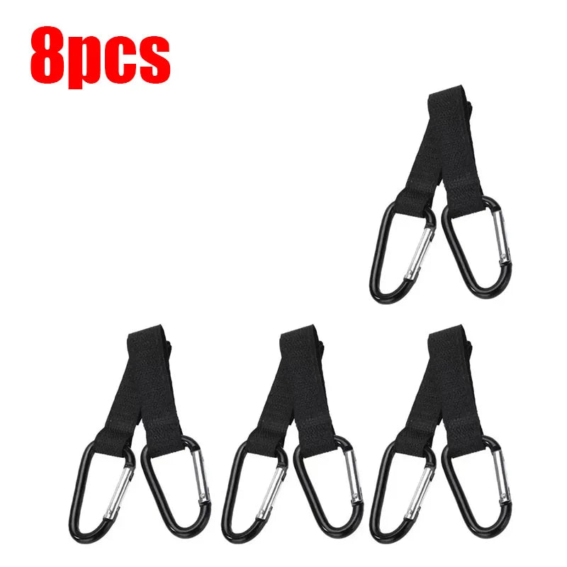 2/8/12pcs Baby Stroller Hook Organizer Adhesive Nylon Clasp Loop Clips Carabiner Hooks Diaper Bag Shopping Hook Buckles Hanger Oasis Select 8pcs