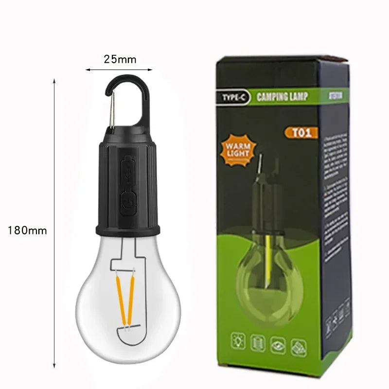 Portable LED Camping Light Type-C Charging Warm Light Camping Lamp with Hook Waterproof Lighting Lantern for Hiking Fishing Oasis Select Camping Light C 5pcs