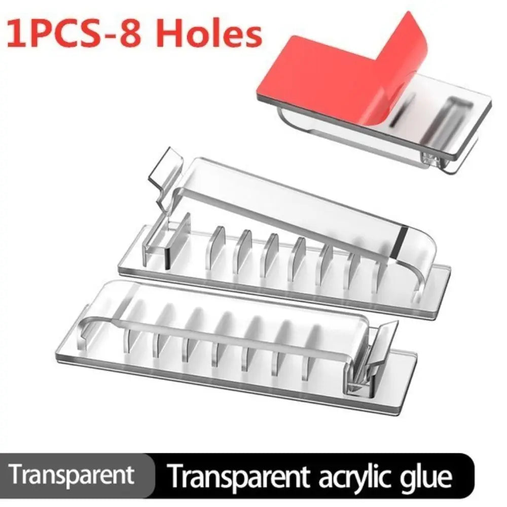 Clips Self Adhesive Car Cord Clip Wire Holder Harness Clamp Cable Clamp Cable Organizer Wire Organizer Flexible Cable Winder Oasis Select transparent-C 8hole
