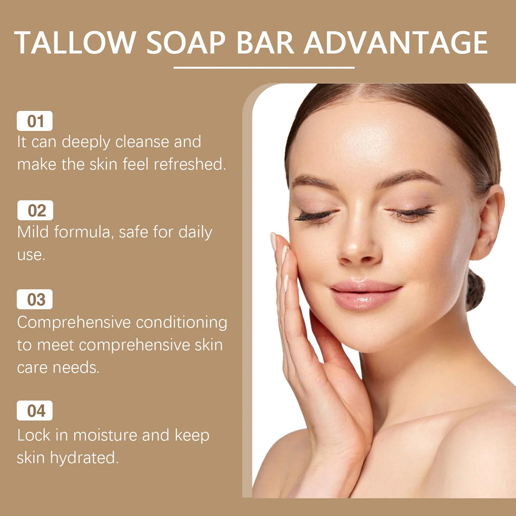 Brightening Tallow Soap Natural Body Deep Clean Moisturize Gentle Refreshing Skin Smooth Removes Odors Facial Body Care Soap Oasis Select
