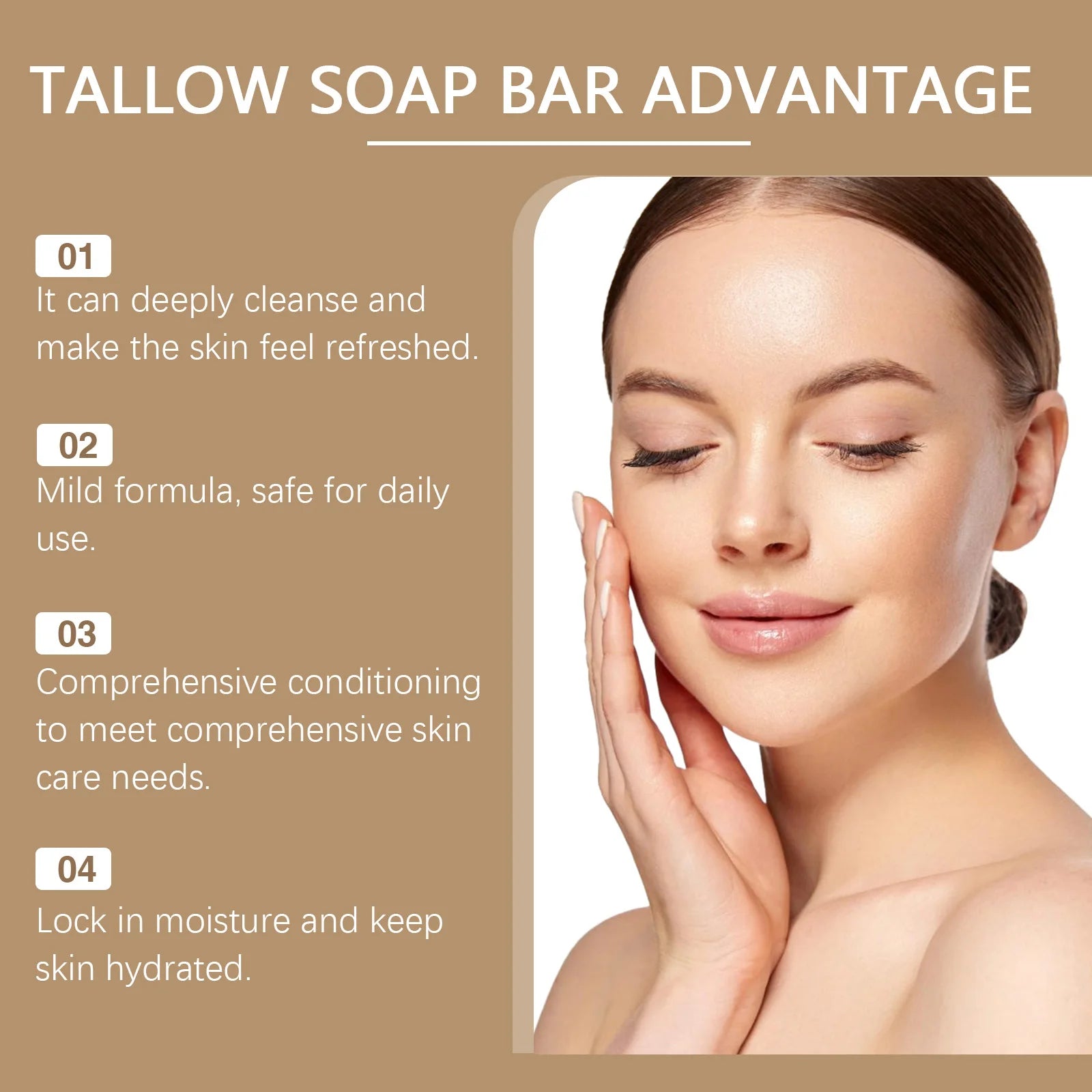 Brightening Tallow Soap Natural Body Deep Clean Moisturize Gentle Refreshing Skin Smooth Removes Odors Facial Body Care Soap Oasis Select