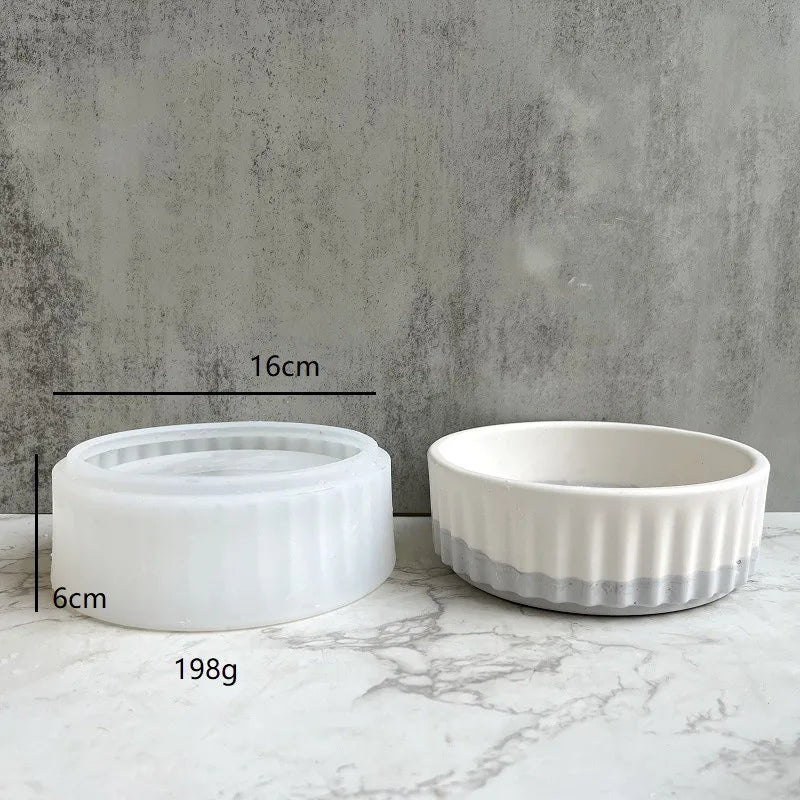 Stripe Flowerpot Silicone Mold DIY Succulent Plant Large Flower Pot Plaster Concrete Storage Box Epoxy Resin Molds Home Decor Oasis Select Flowerpot Mold L