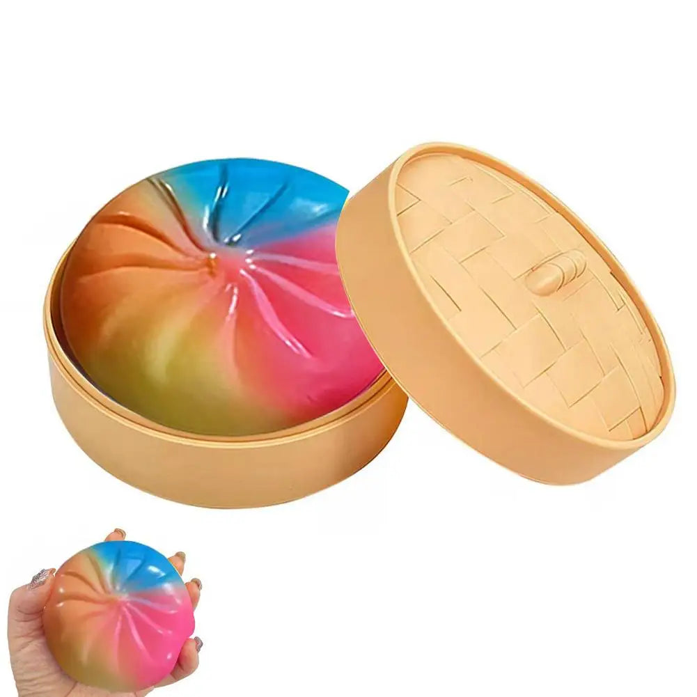 Colorful Crystal Buns Anti Anxiety Toy Simulation Food Squeeze Toys Low Rebound Anxiety-relieving Toy Oasis Select Rainbow