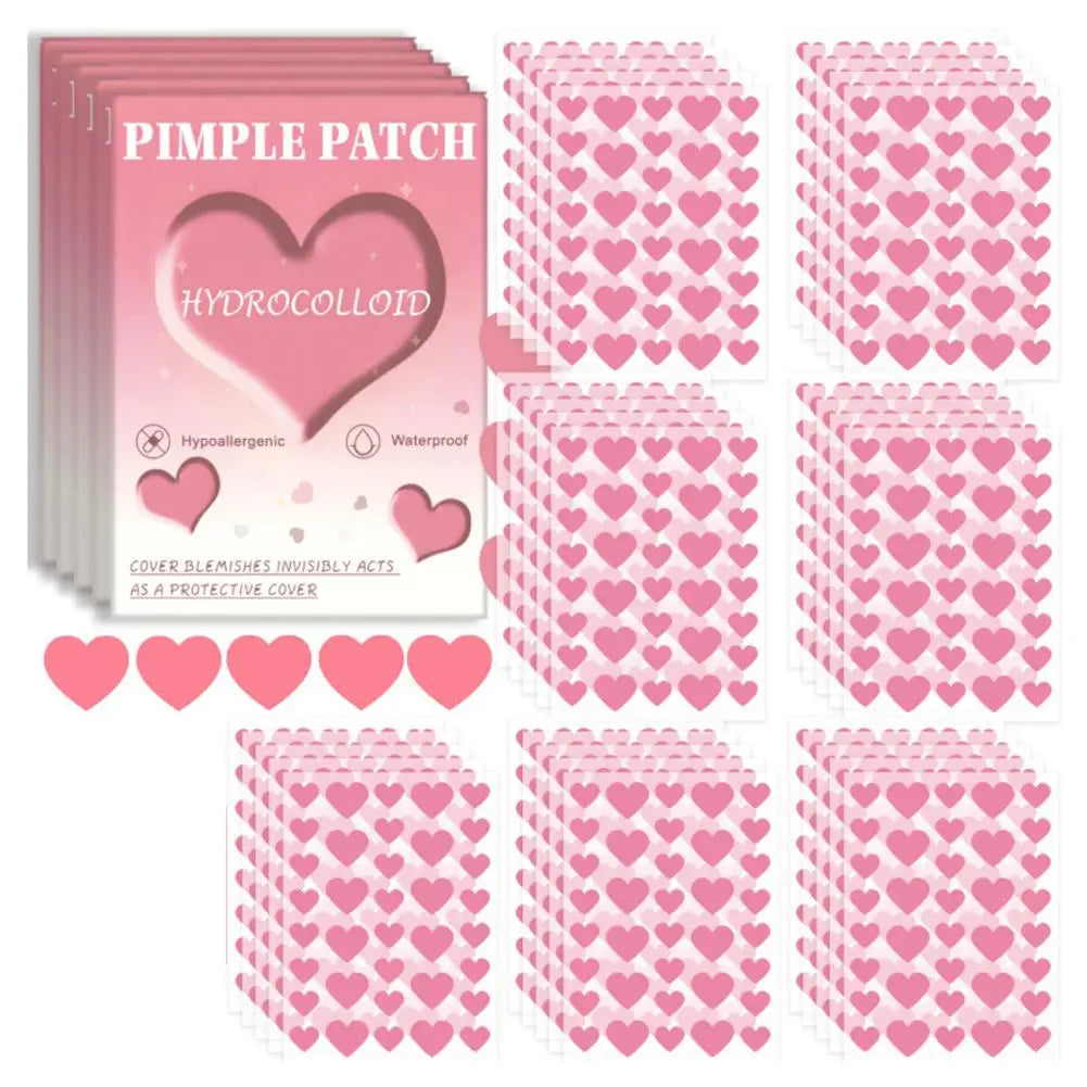 1080PCS Cute Pink Heart-Shaped Pimple Patches For Teens Girls Conceal Breakouts Acne Blemish Hydrocolloid Zit Stickers Skincare Oasis Select 1080pcs