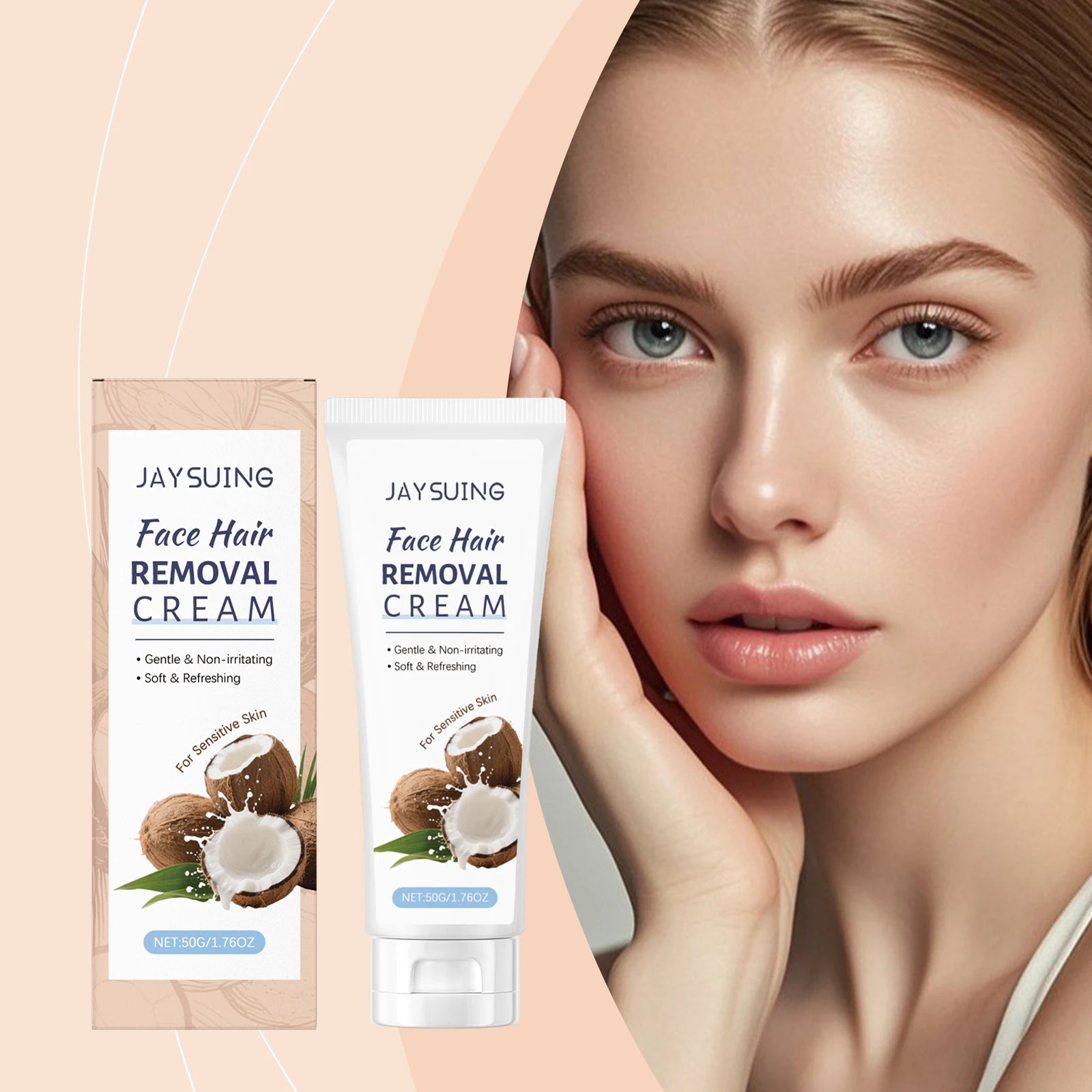 Coconut Facial Hair Removal Cream Inhibit Hair Growth Not Damaging Hair Follicles Gentle Soften Remove Facial Depilation Lotion Oasis Select