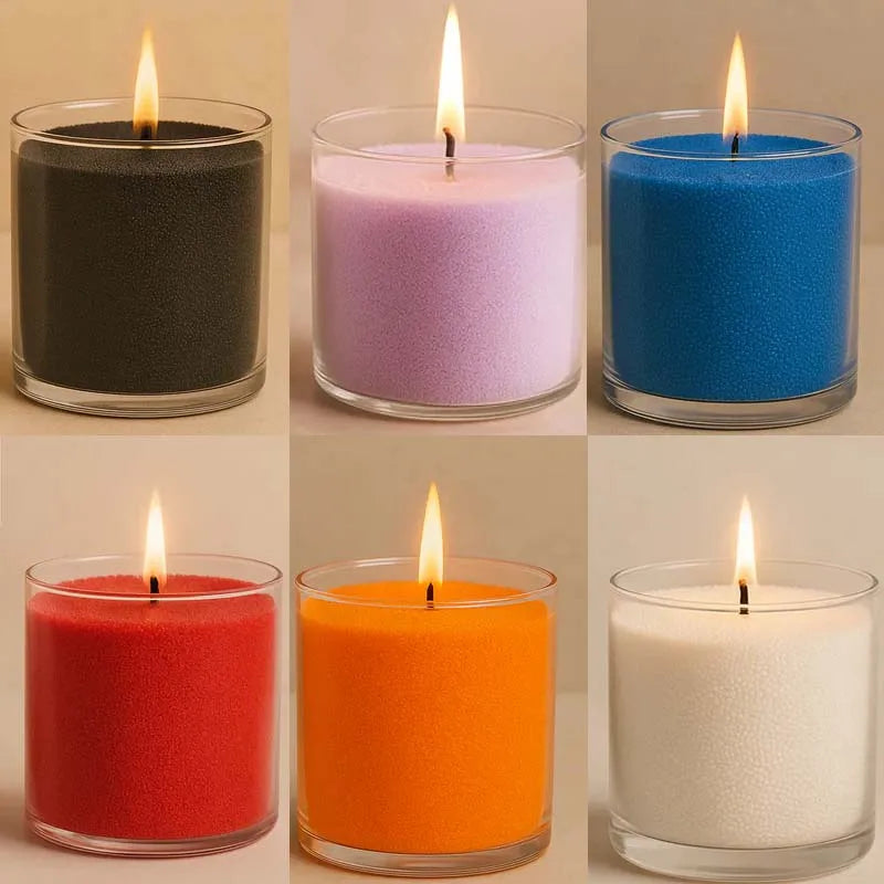 200G 6Colors Sand Wax Ice Flower Wax DIY Candle Making with 20pcs Wick Snowflake Wax Pearl Candles Sand Painting Materials Oasis Select