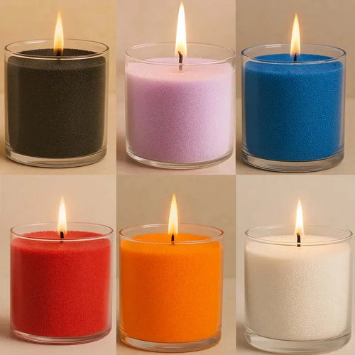200G 6Colors Sand Wax Ice Flower Wax DIY Candle Making with 20pcs Wick Snowflake Wax Pearl Candles Sand Painting Materials Oasis Select