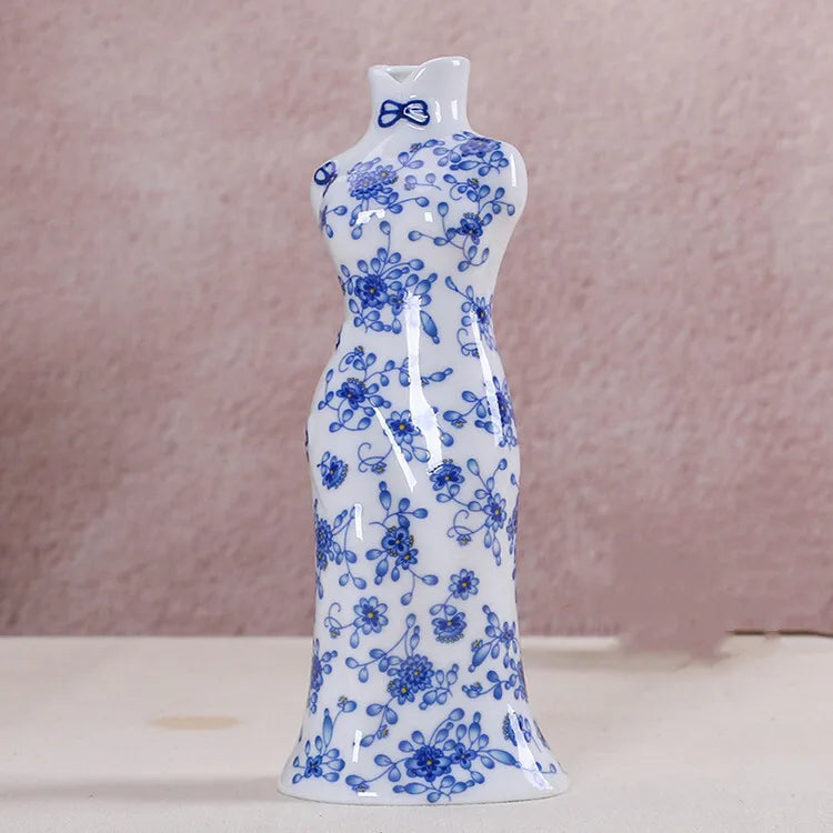 Chinese Table Top Antique Blue And White Porcelain Vase Decoration Crafts Small Ceramic Flower Arrangement Oasis Select o