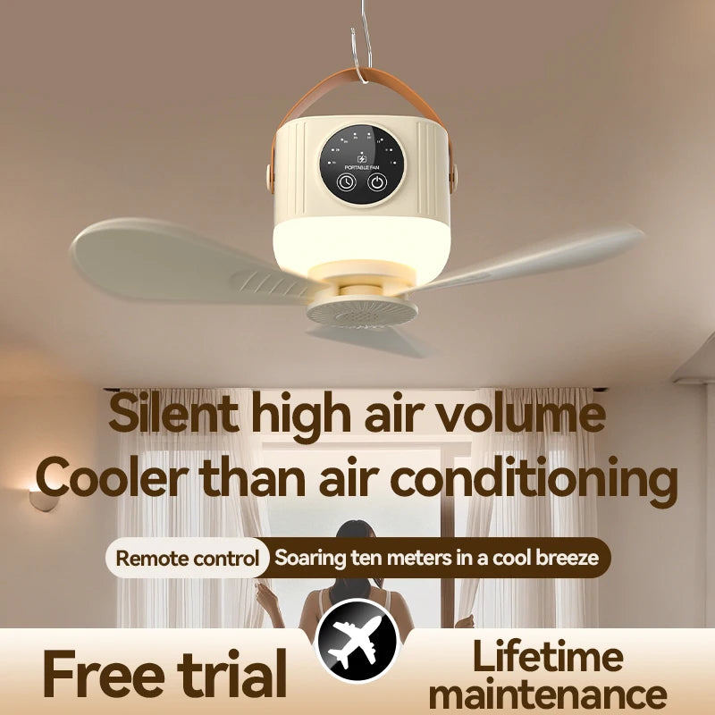 7200mAh Portable Ceiling Fan with LED Light Mosquito Repellent Remote Control 12H Timing Hanging Fan For Camping Tent Dorm Oasis Select
