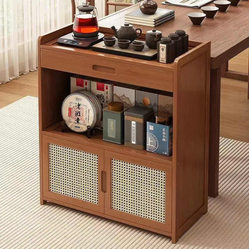 Tea rack, shelf, multi-layer storage tea set display cabinet, tea room, small Bogu rack, solid wood storage locker. Oasis Select
