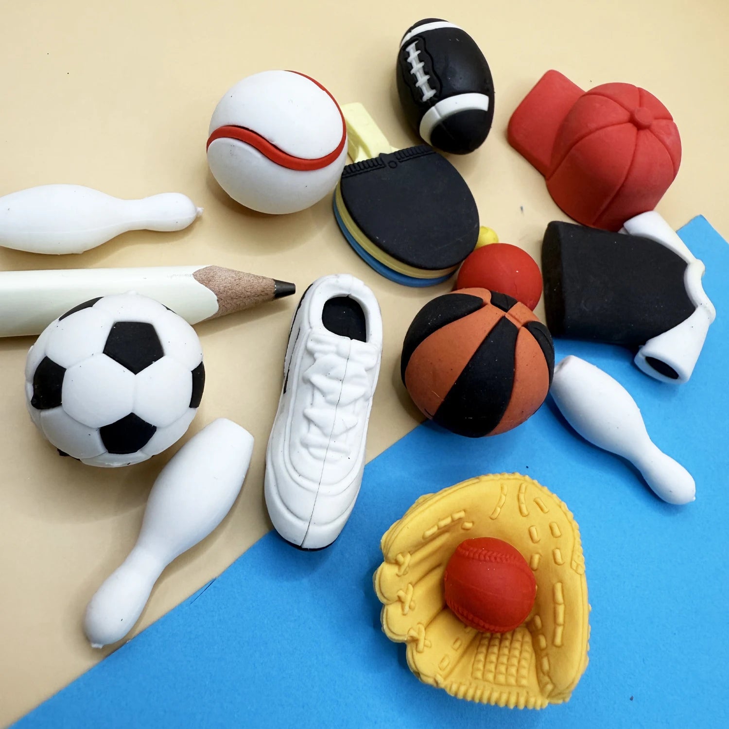10pcs Balls Erasers for Classroom Prizes，Puzzle Eraser 3D Take Apart Football Pencil Erasers for Kids Classroom Prizes Oasis Select Default Title
