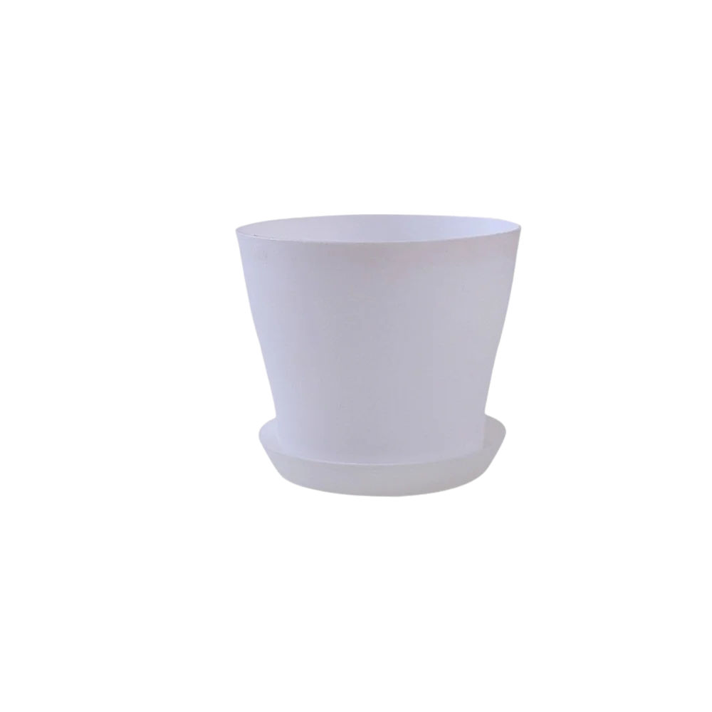 8pcs/set Candy Color Flower Pot Plastic Round Plant Pot with Tray with Drainage Holes Succulent Plant Pots Balconies Planting Oasis Select White