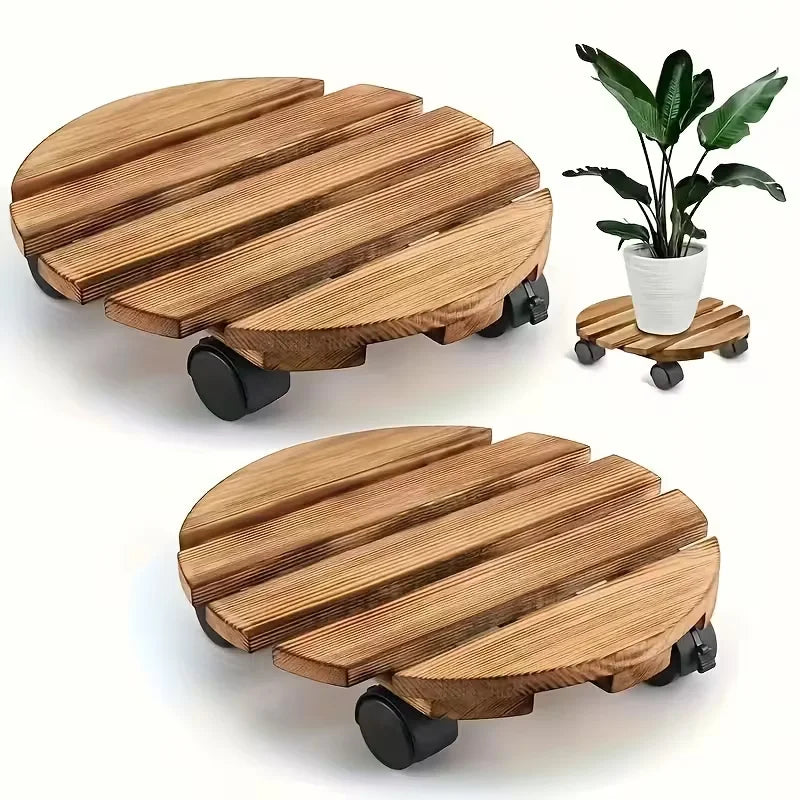 Rolling Plant Stand with Wheels, Heavy Duty Metal Round Flower Pot Holder, Lockable Casters for Indoor Outdoor Patio, Movable Oasis Select