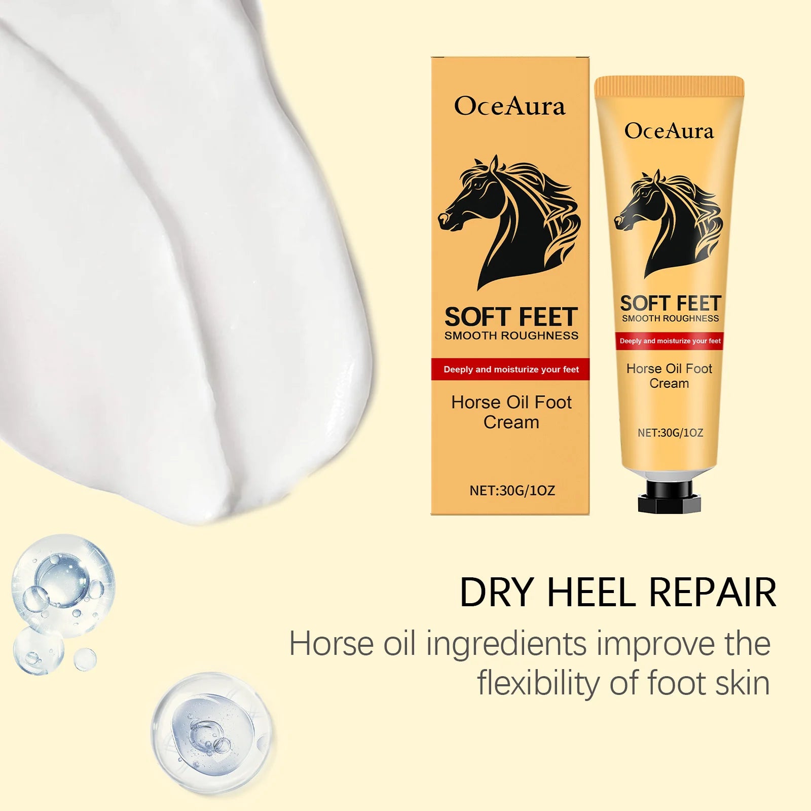 Horse Oil Anti Crack Foot Cream Repair Chapping Heel Callus Removal Exfoliation Nourish Smooth Anti-Drying Hand Feet Skin Care Oasis Select