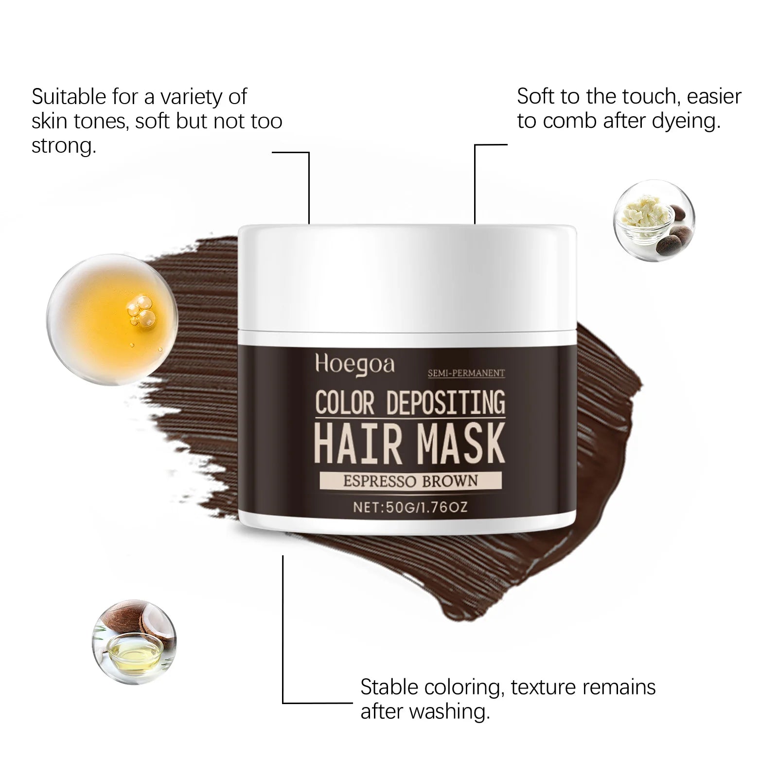 50/100/150g Brown Hair Color Dye Cream Natural Lasting Dark Brown Cover Gray White Hair Nourshing Hair Coloring Styling Diy Wax Oasis Select