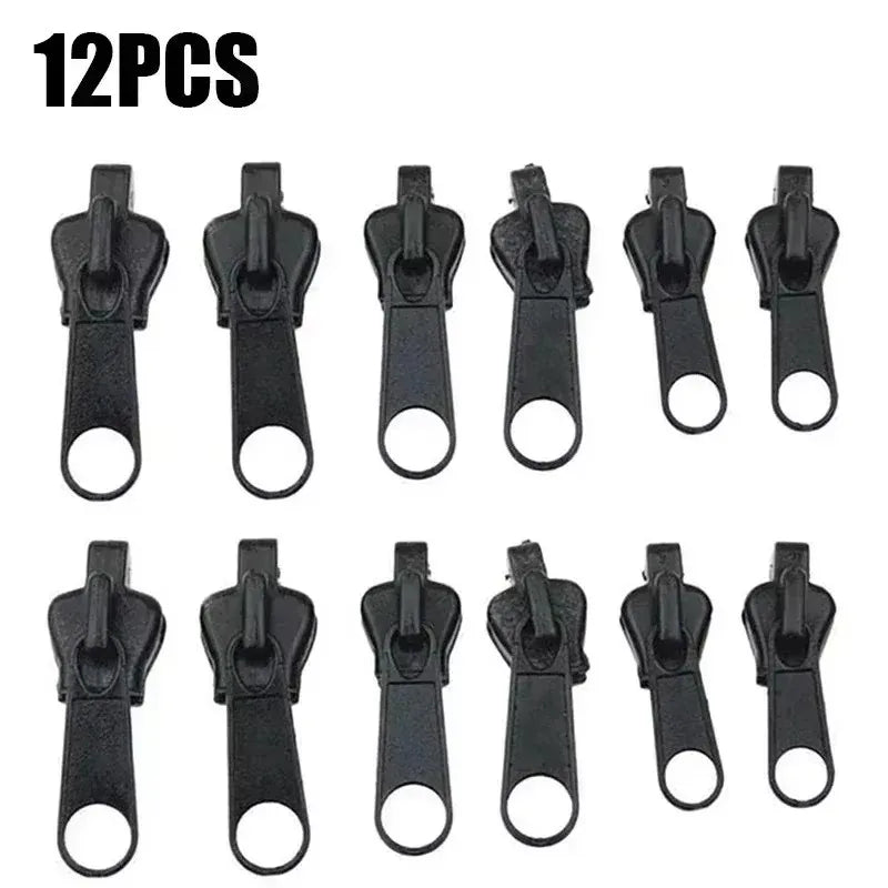 6-30Pcs New Instant Zipper Universal Instant Fix Zipper Repair Kit Replacement Zip Slider Teeth Rescue New Design for DIY Sew Oasis Select 12pcs Black