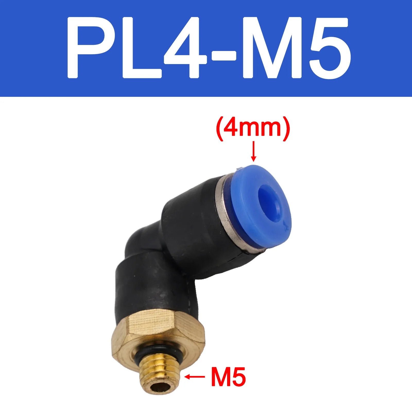 Pneumatic Quick Connector Air Fittings Thread Elbow Adapter PL4-16mm Hose Tube Elbow Air Hose Fittings Quick Connector Oasis Select PL4-M5