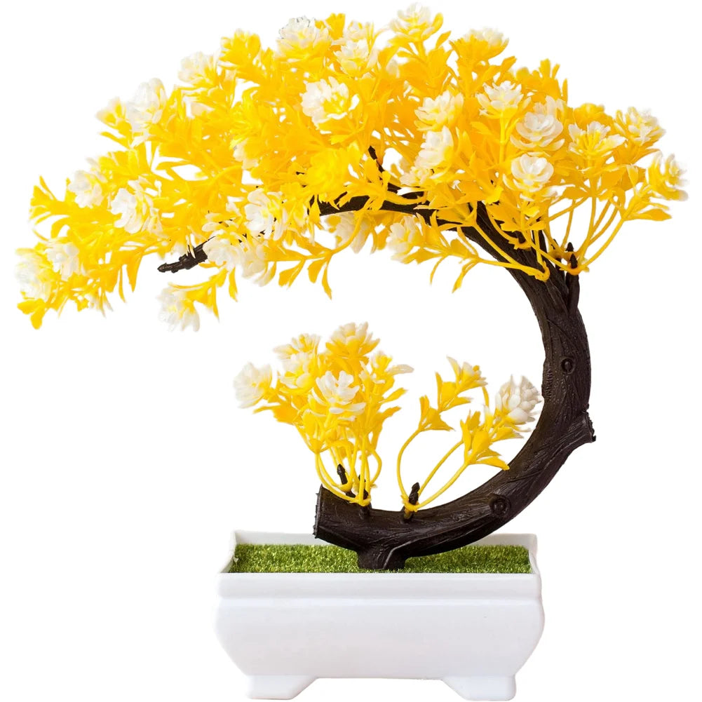 Artificial Tree Bonsai Simulation Plants Pot Plants Small Tree Grass Flower Potted Home Decor Wedding Table Centerpiece Oasis Select YELLOW