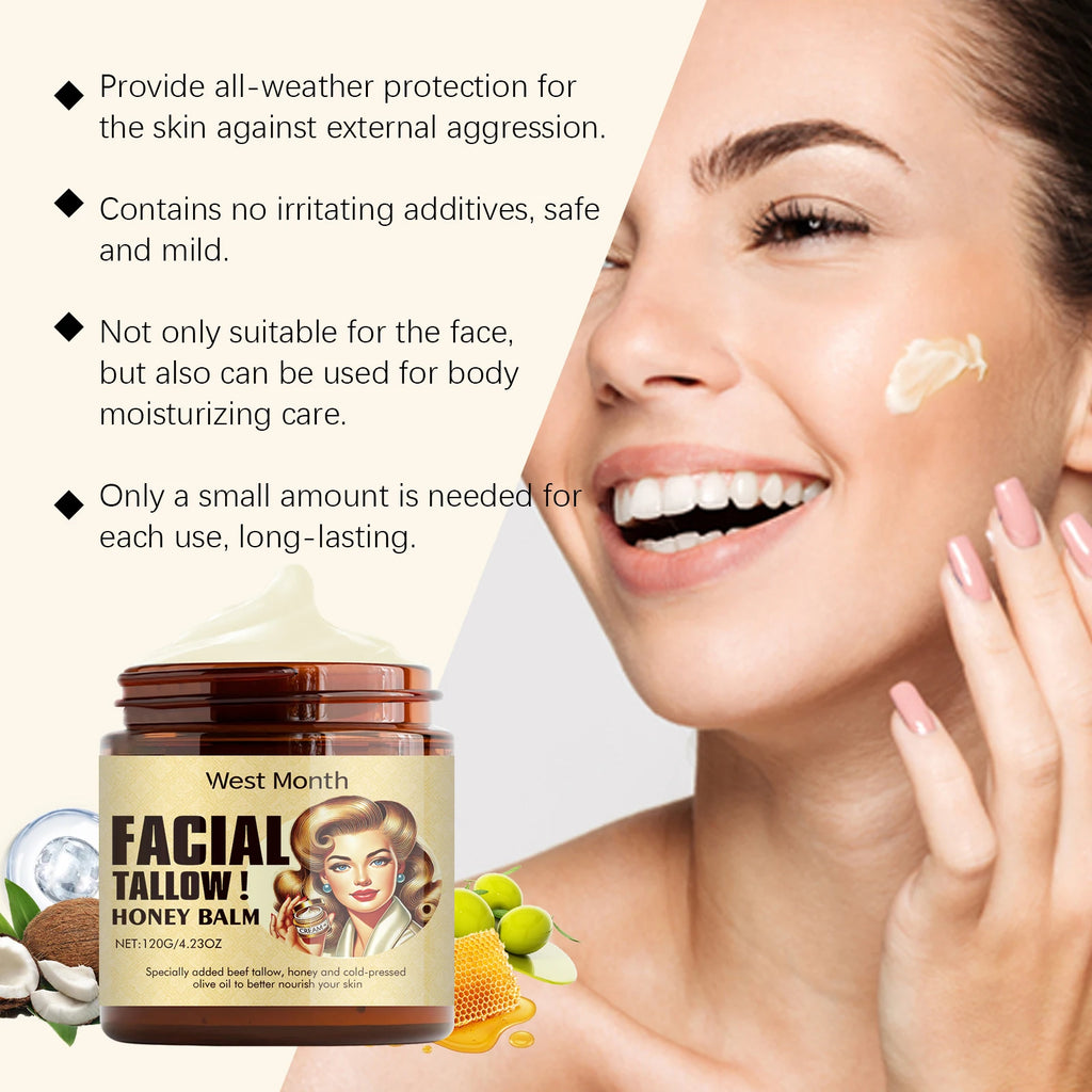 Beef Tallow Face Cream Lasting Moisturizing Soothing Facial Skin Firming Increase Facial Elasticity Nourishing Smooth Skin Care Oasis Select