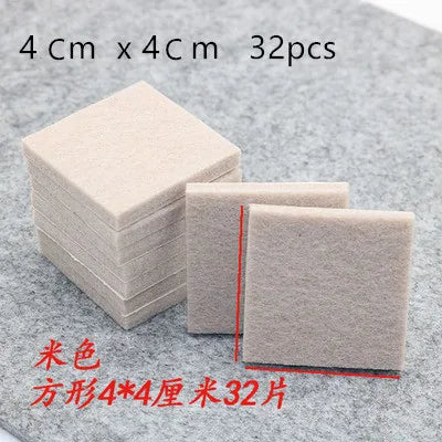 18-128 PCS Felt Chair Leg Pads 5mm Thick Floor Scratch Protector Mat Mute Non-slip Self Adhesive DIY Furniture Accessories Oasis Select Beige Square 4cm