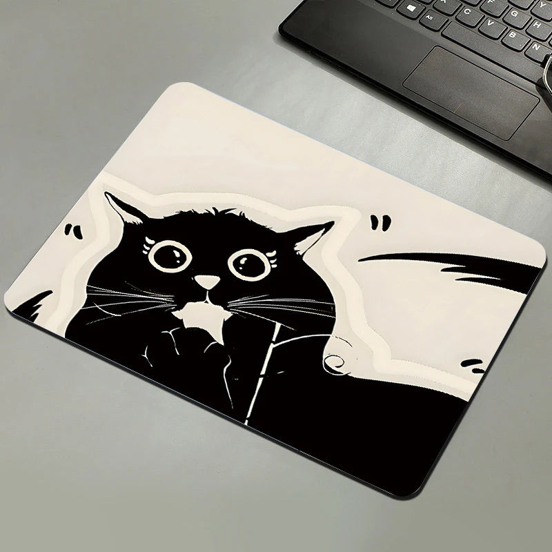 Black Cat Mousepad Small Office Computer Desk Mat Table Keyboard Big Mouse Pad Laptop Cushion Non-slip Deskpad Home Decor Oasis Select A5 210MM