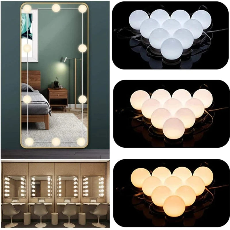 Makeup Mirror LED Light Bulbs Vanity Lights USB 12V Bathroom Dressing Table Lighting Dimmable LED Vanity Light For Mirror Light Oasis Select