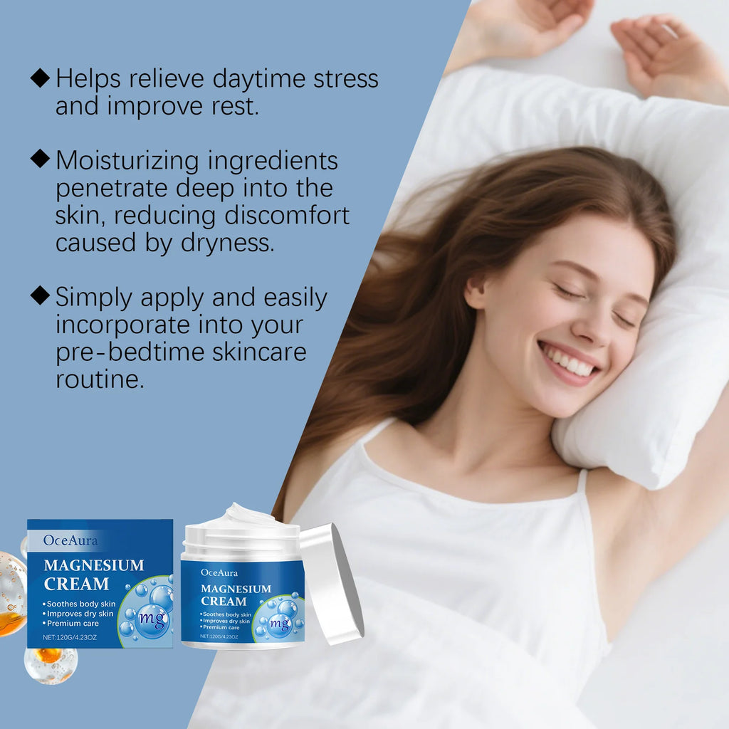 Magnesium Cream Sleep Support Relax Moisturizer Keep Skin Soft Smooth Oasis Select