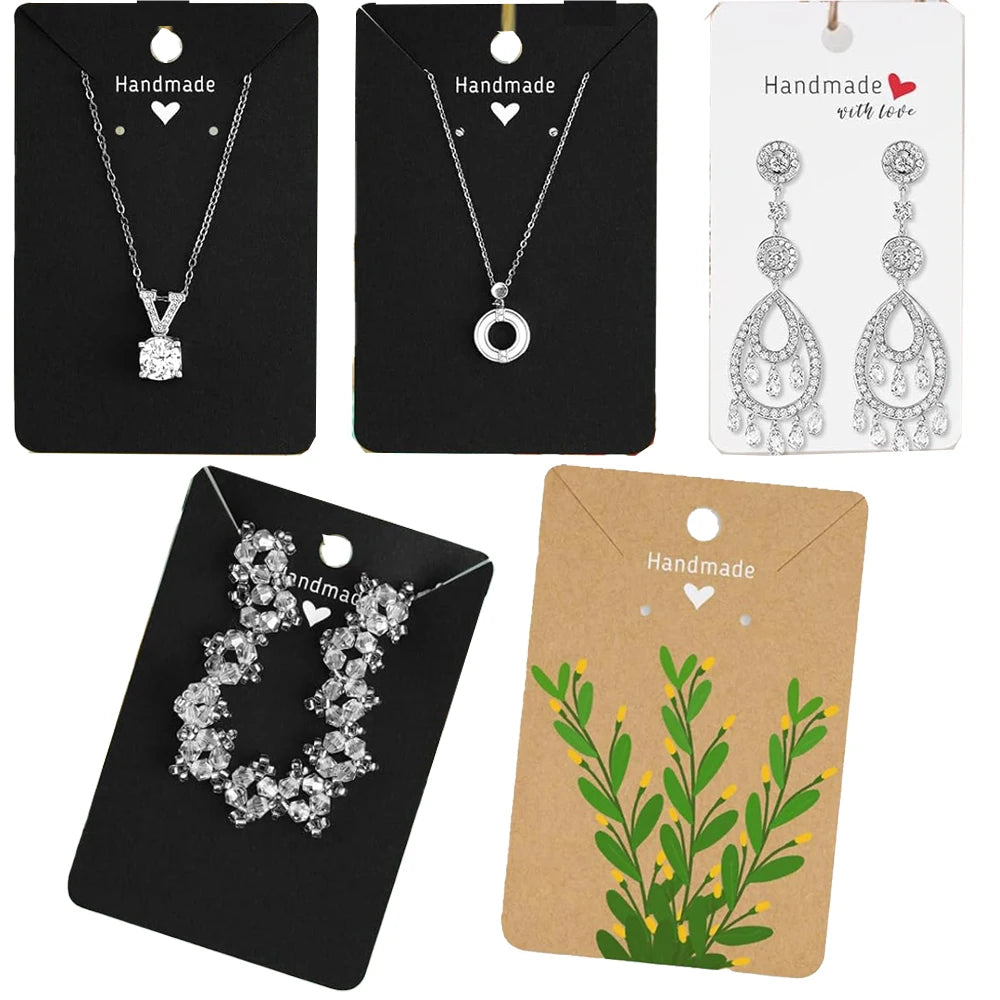 50pcs 6x9cm Kraft Earring Cards Necklace Display Cards Paper Ear Studs for Selling Hanging Earring Necklace DIY Crafts Retail Oasis Select