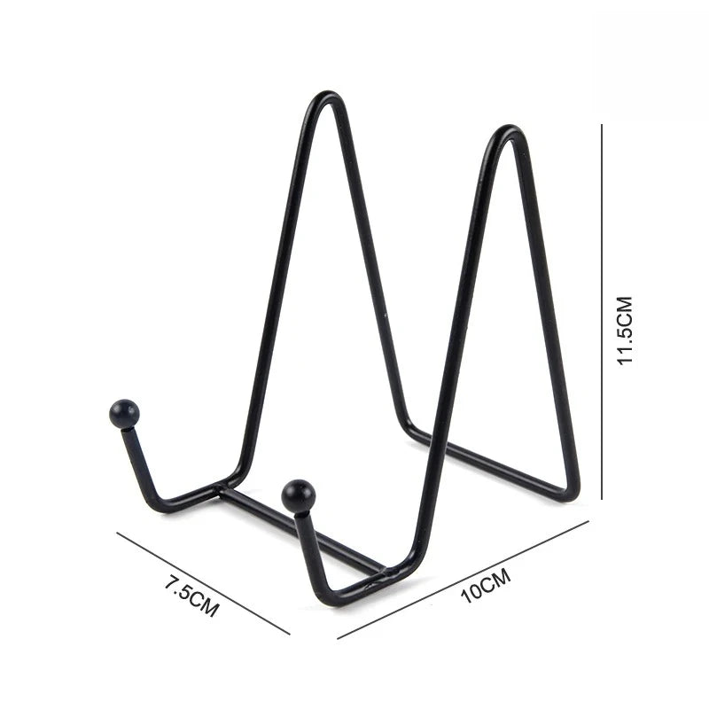 1pcs Minimalist Metal Display Stand Universal Iron Holder for Plates, Photos, Books & Art Decor for Home & Office Oasis Select Medium Black