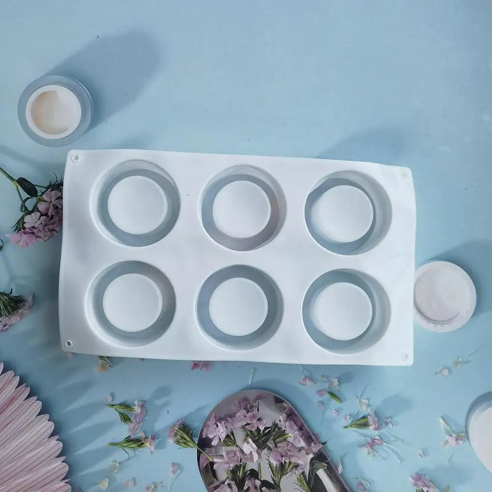 6-Hole Silicone Mousse Cake Mold – Cylinder Cupcake & Pudding Pan Silicone Cake Mold Oasis Select