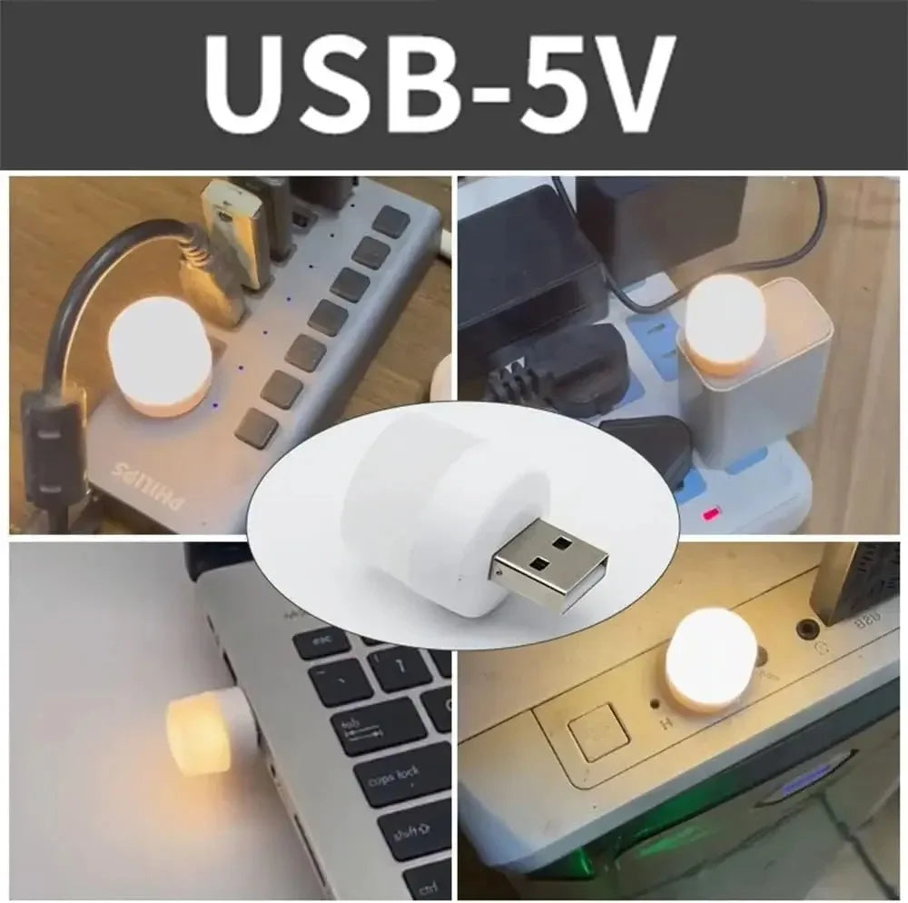 1-20PCS Mini USB LED Light Portable Plug Lamps Eye Protection Book Reading Light Small Round Car Bulb Computer Mobile Power Lamp Oasis Select