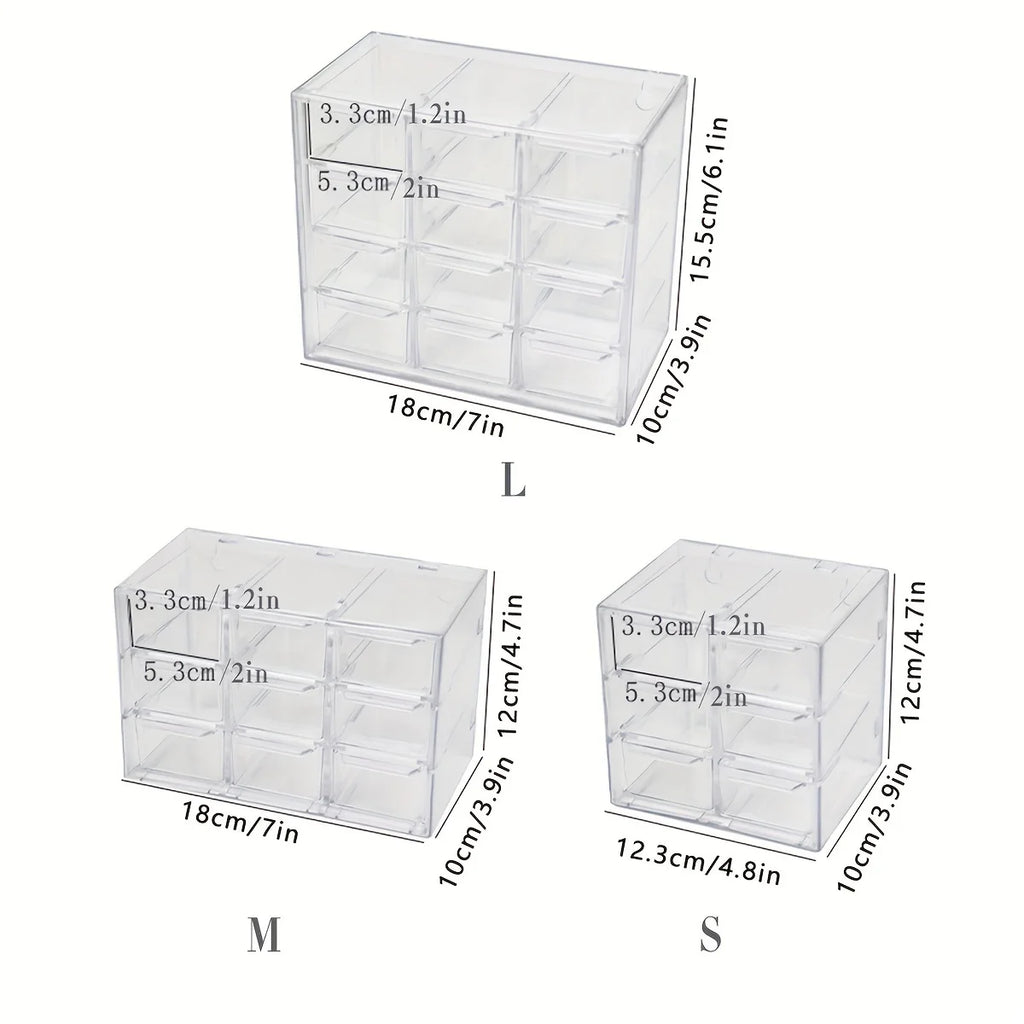 Transparent Desktop Multi Grid Jewelry Box Drawer Type Lipstick Cosmetics Dustproof Storage Box Oasis Select