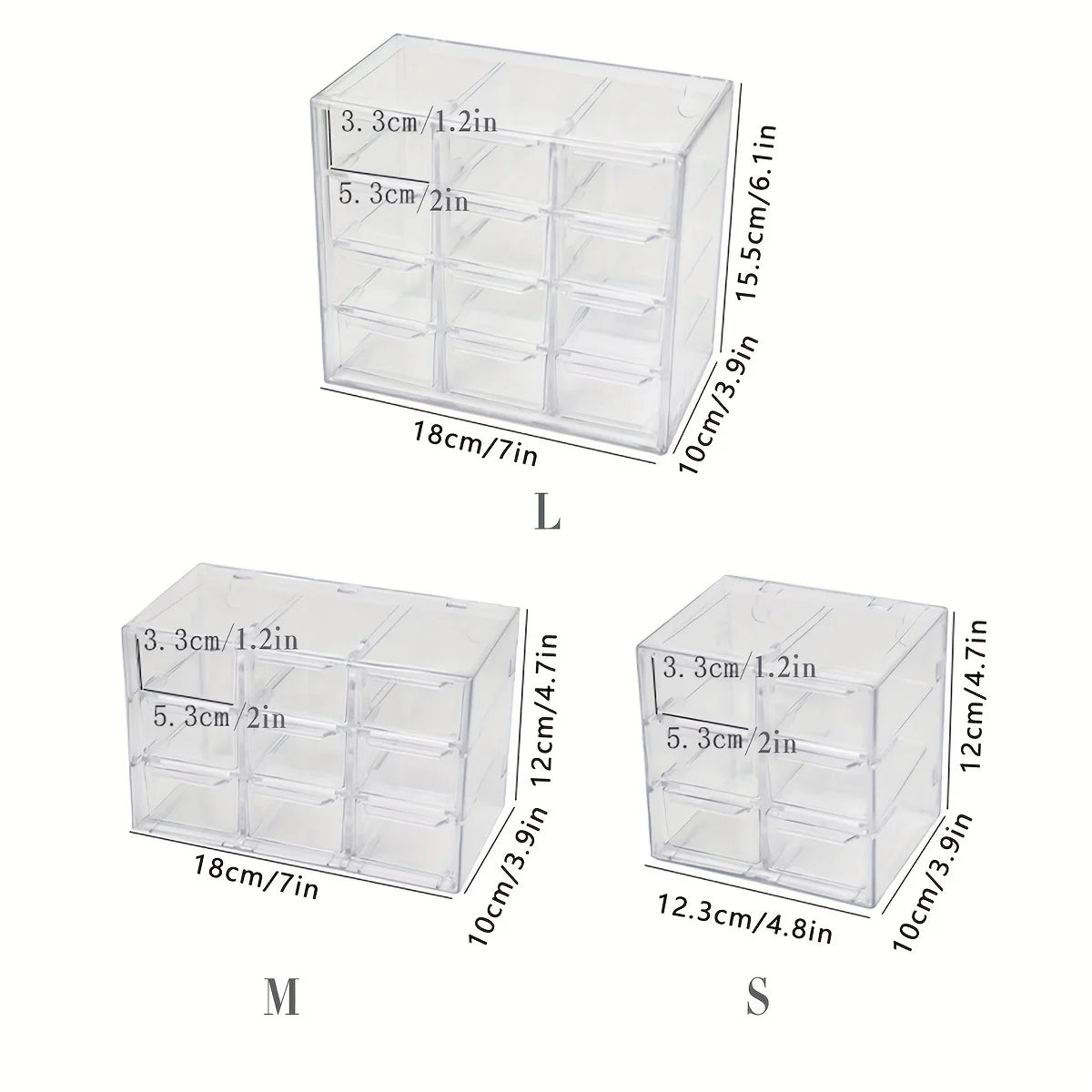 Transparent Desktop Multi Grid Jewelry Box Drawer Type Lipstick Cosmetics Dustproof Storage Box Oasis Select