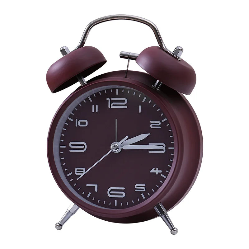Alarm Clock Creative Metal Silent Night Light Fashion Multifunctional Personality Student Living Room Bedroom Bedside Bell Clock Oasis Select