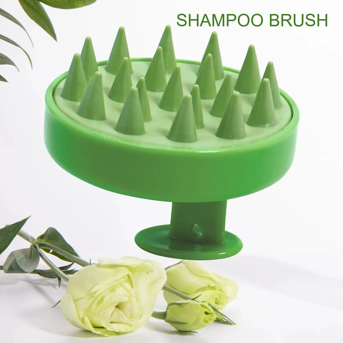 Silicone Shampoo Scalp Hair Massager Head Body Scalp Massage Brush Scalp Massage Brush Comb Magic Handle Brush Spa Massage Brush Oasis Select 267-Green