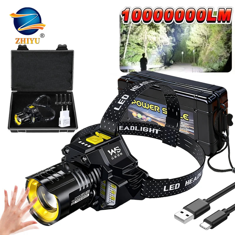 Rechargeable LED Sensor Headlamp – Zoomable COB 5-Mode Torch