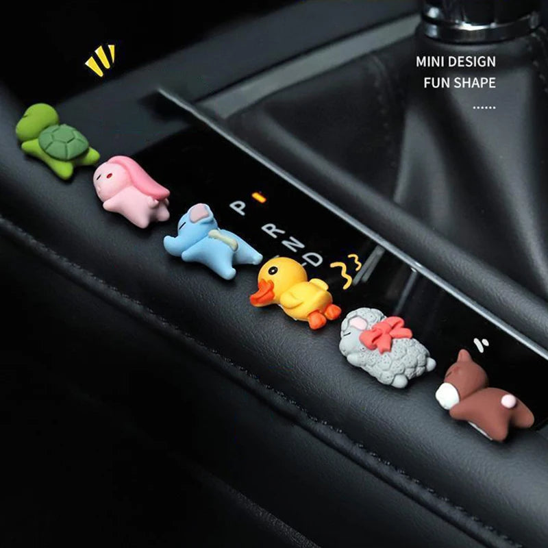 6pcs/set Cute Lying Mini Turtle Car Interior Decoration Funny Auto Center Console Rearview Mirror Ornaments For Car Accessories Oasis Select