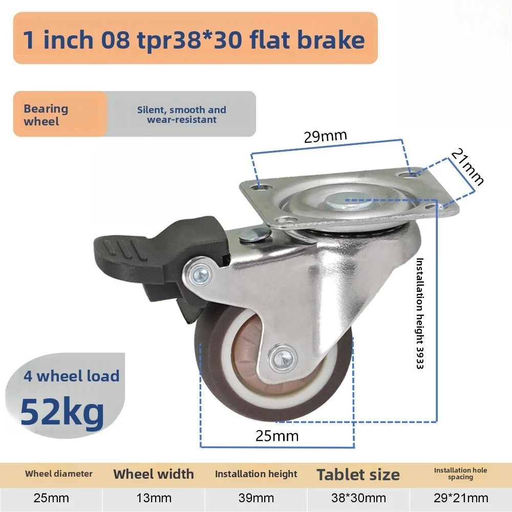 4pcs Universal Swivel Casters Heavy Duty Furniture Wheel Castor Silent Trolley Wheels for Table Chair Sofa with Safety Brake Oasis Select 1 inch 4pcs