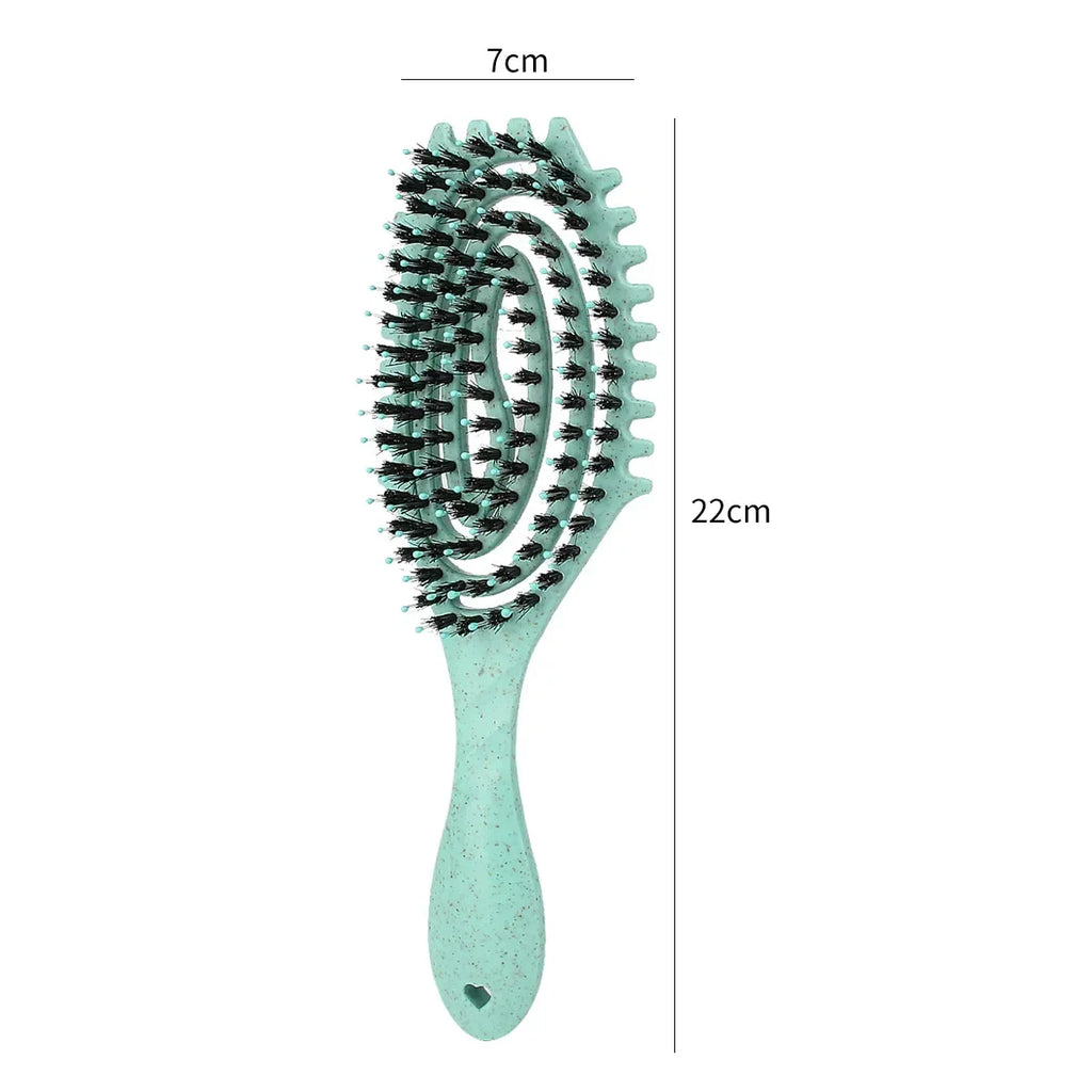 Curls Define Styling Brush Tangled Boar Bristle Hair Comb Anti Detangling Hair Styling Tool Hollow Out Wet Dry Dual Purpose Comb Oasis Select