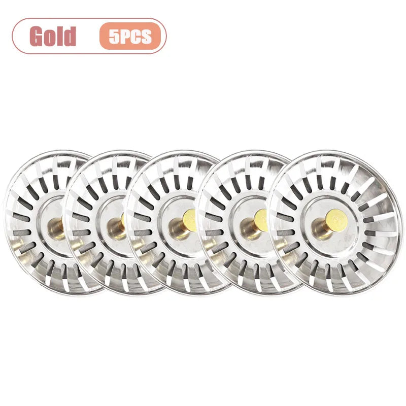 80MM Kitchen Sink Strainer Basket Old Style Drain Cover Replacement Filter Mesh Stopper for Food Waste Sink Accessories Oasis Select Gold-5PCS