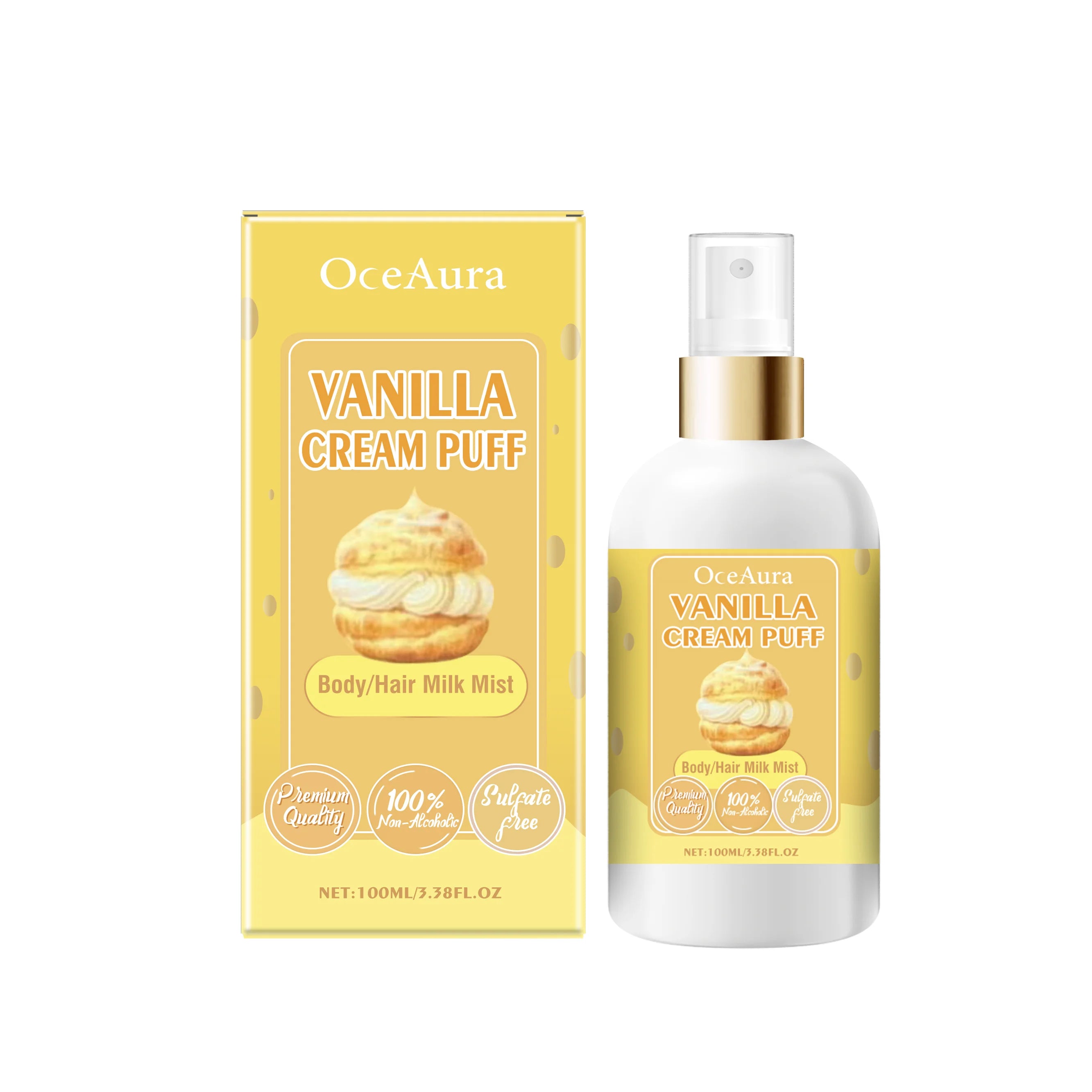 OceAura Body & Hair Mist – Moisturizing Firming Spray 100ml Body & Hair Mist Oasis Select Vanilla Cream Puff