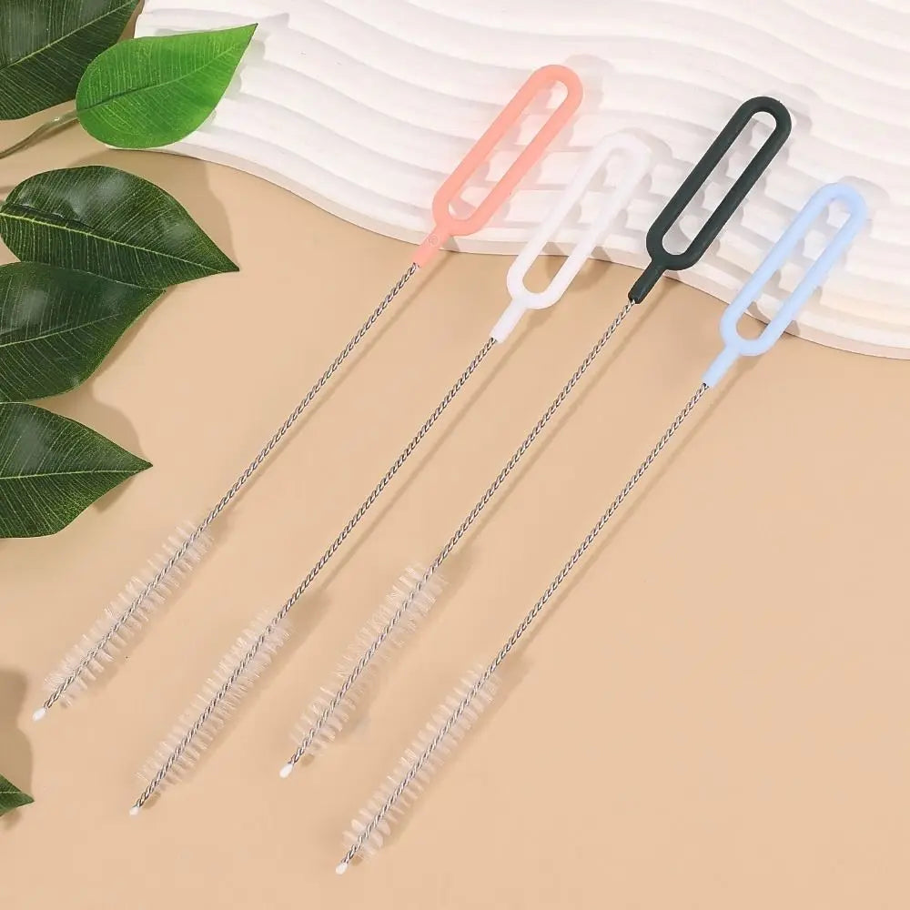 Stainless Steel Nylon Brushes Household Reusable Baby Bottle Cleaner with Long Handle Kitchen Gadgets Straw Cleaning Brush Oasis Select