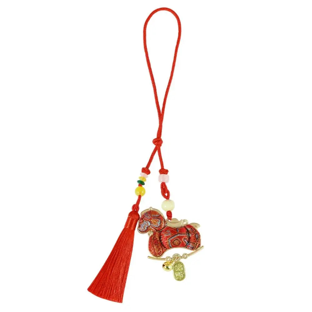 Chinese Style Pony Embroidered Pendant Satin Brocade New Year Horse Pendant Spring Festival Tassel Horse Hanging Decoration Oasis Select