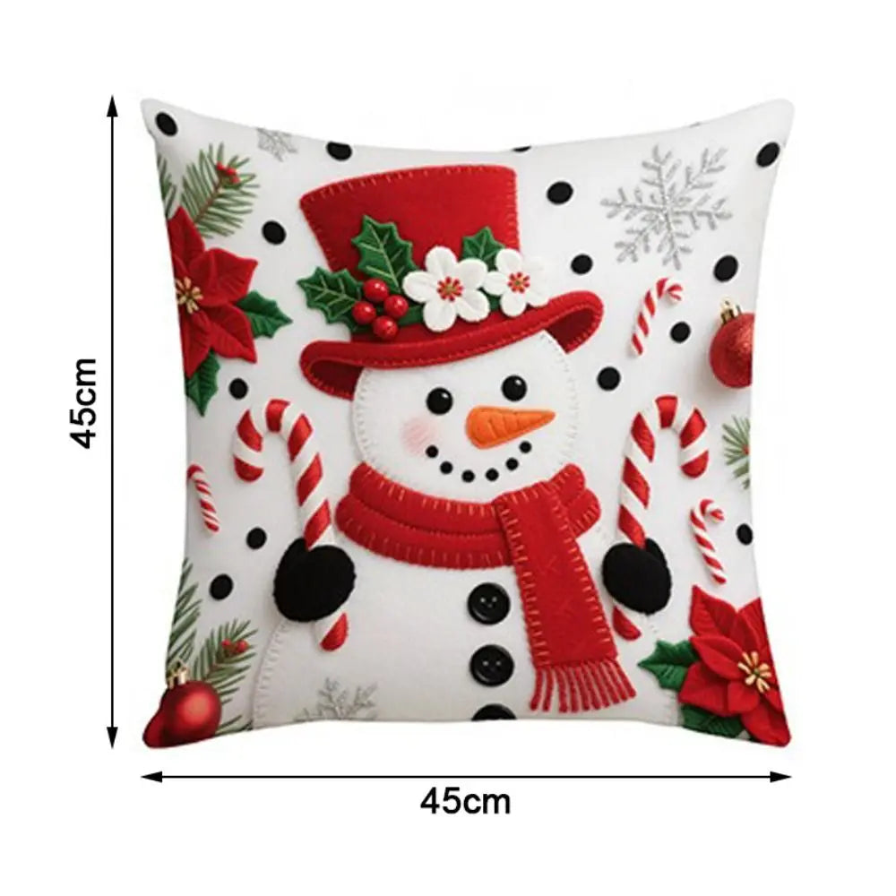 Christmas Cushion Cover | Snowflake & Santa Pillowcase 45x45cm