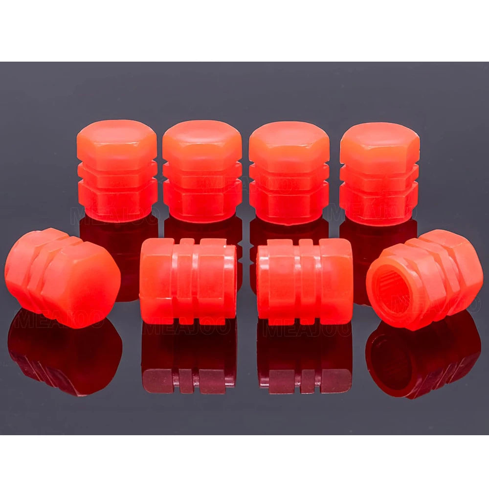 8PCS Fluorescent Tire Valve Stem Caps, Luminous Car Tire Air Cap, Corrosion Resistant Leak-Proof Wheel Valve Cover Oasis Select Red-8Pcs